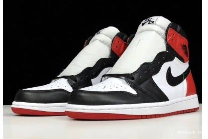 TOE” BLACK-VARSITY JORDAN AIR WHITE  MENS “BLACK OG RED HIGH 1 1008